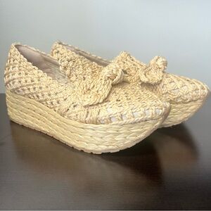 Dolce Vita Jaka Platform Shoes Light Natural Raffia Size 7